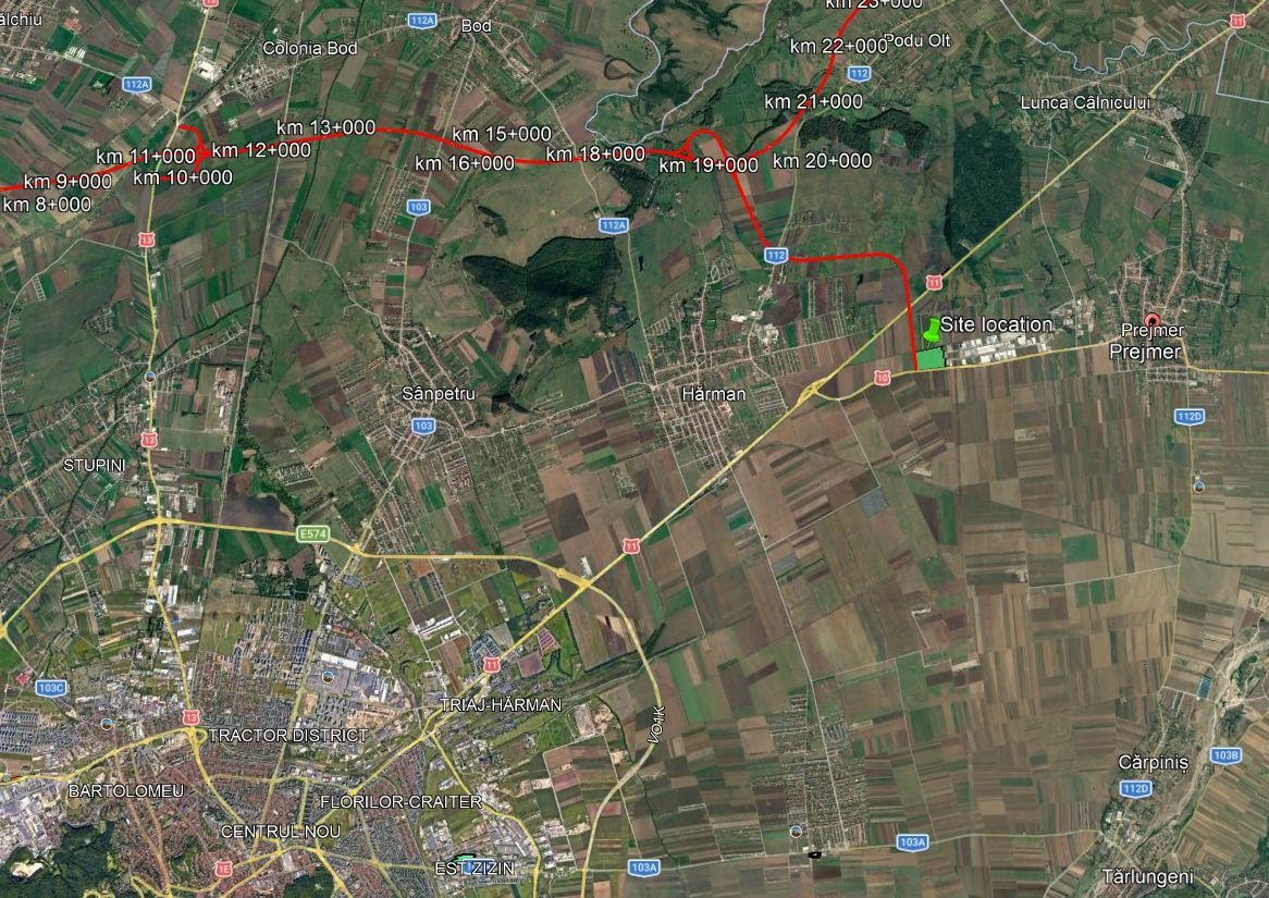 Teren dezvoltare industriala Brasov Est A13 Prejmer